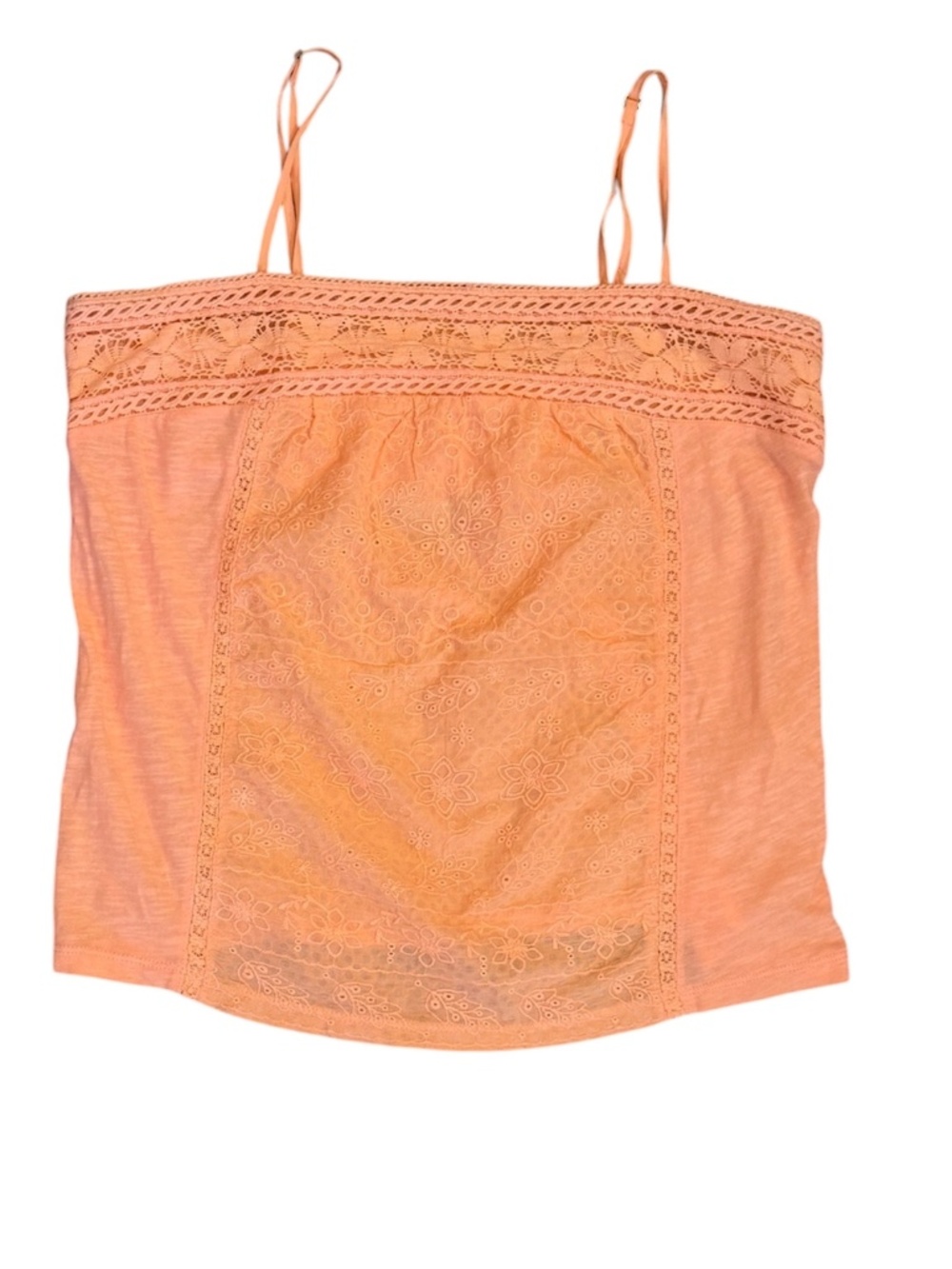 NWOT Lucky Brand bright melon crochet lace cami top S M